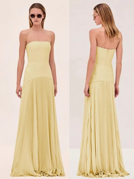 Alexis Dresses & Skirts - Alexis Sunniva Dress Yellow Pleated‎ Strapless Plissé Maxi Gown NWT Size S